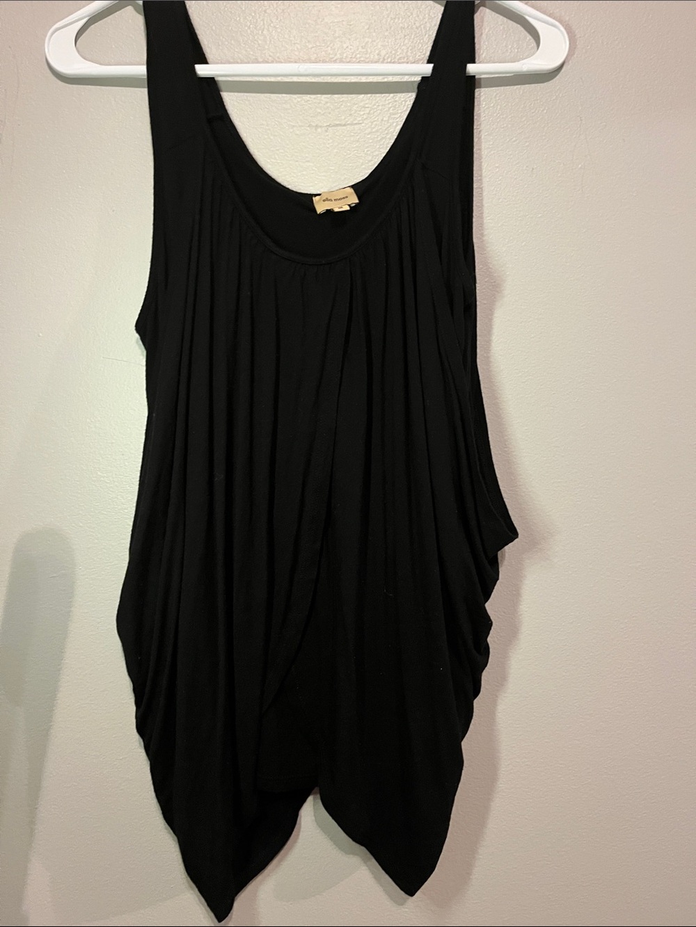 Ella Moss Black Draped Tank Top SZ M